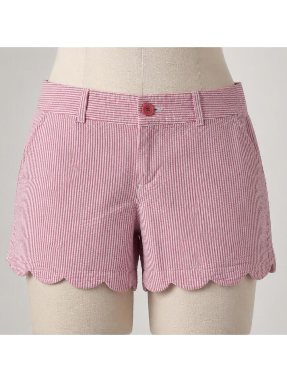 Lilly Pulitzer Pink Seersucker Scallop Hem Shorts Size 4